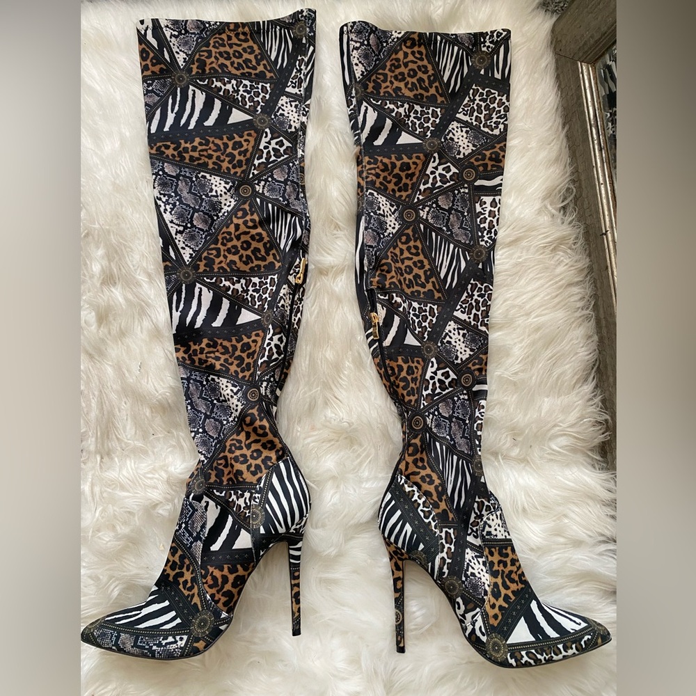 Animal Print Over-the-Knee Boots - Picture 2 of 4